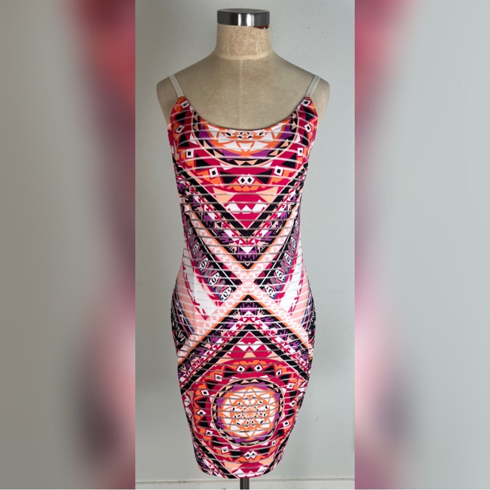 VENUS Multicolored Geometric Stretchy Bodycon Dress